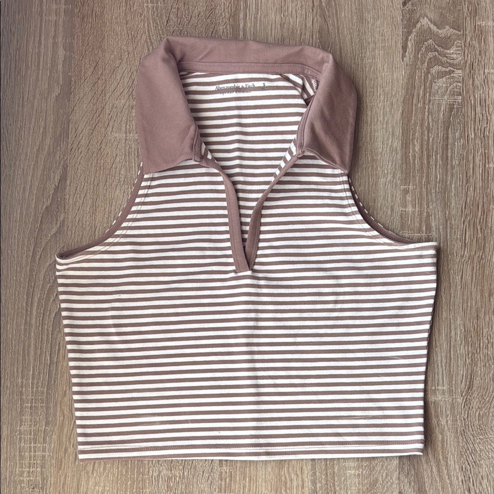 Striped Sleeveless Collared Top